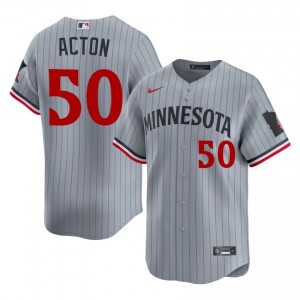 #50 Garrett Acton Professional Men Baseball Jersey | MIN Gray Fan Gear 69229317