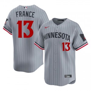 Ty France #13 Minnesota Twins Baseball Jersey | Official Men Gray Stitch Edition 90992985