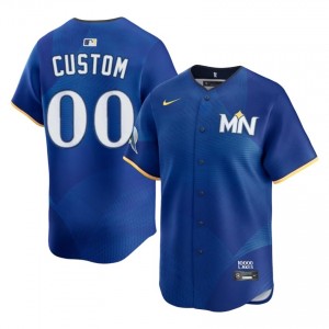 Royal Custom #00 MIN Twins Baseball City Connect Embroidery Jersey | Limited Men Fit 36671380