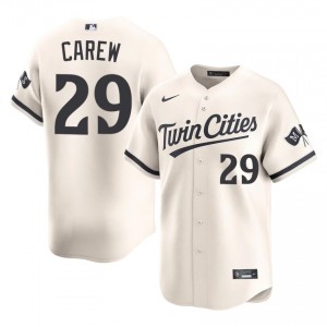 Rod Carew #29 MIN Baseball Jersey | Authentic Men Cream Sewn Edition 70648458