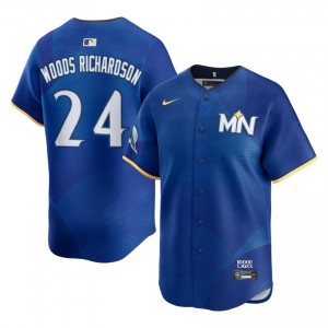 Simeon Woods Richardson #24 MIN Twins City Connect Baseball Jersey | Genuine Men Royal Sewn Edition 45162129