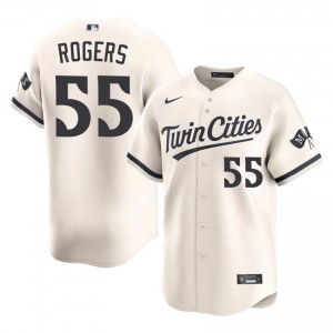 Cream Taylor Rogers #55 Twins Baseball Embroidery Jersey | Limited Men Fit 70366444