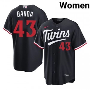 Navy Anthony Banda #43 Twins Baseball Stitched Jersey | Replica Women Fit 51596350