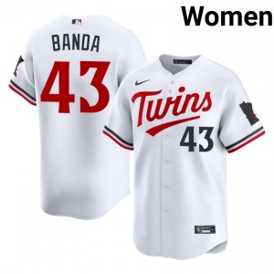 Anthony Banda #43 MIN Baseball Jersey | Authentic Women White Sewn Edition 49806685