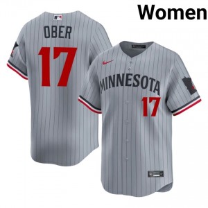 #17 Bailey Ober Pro-Grade Women Baseball Jersey | Twin Cities Gray Fan Gear 65964636
