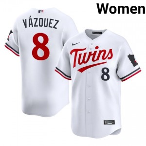 White Christian Vazquez #8 Twins Baseball Stitched Jersey | Iconic Women Fit 13395409