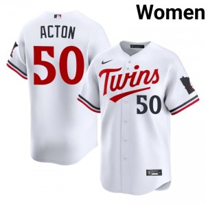Minnesota Twins Garrett Acton #50 White Women Baseball Jersey | 2026 Season Replica 36991849