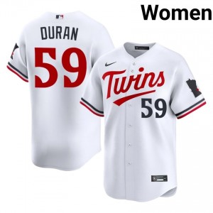 #59 Jhoan Duran Durable Women Baseball Jersey | Twins White Fan Gear 13196296