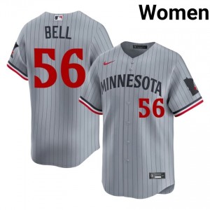 Gray Josh Bell #56 Twins Baseball Embroidery Jersey | Exclusive Women Fit 97738659