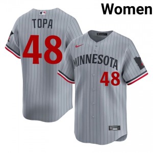 Gray Justin Topa #48 MIN Twins Baseball Embroidery Jersey | Officially Licensed Women Fit 45771251