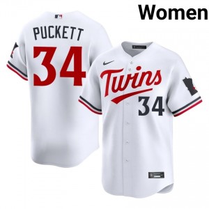 White Kirby Puckett #34 Twins Baseball Stitched Jersey | Pro-Grade Women Fit 63293907