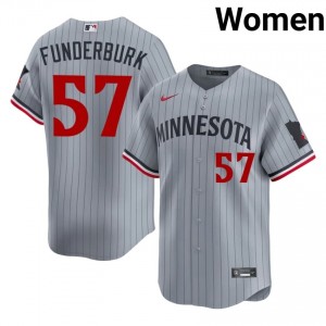 MIN Twins Kody Funderburk #57 Gray Women Baseball Jersey | 2026 Season Genuine 56502265