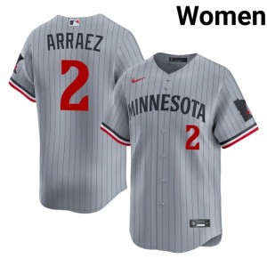 Gray Luis Arraez #2 Twins Baseball Stitched Jersey | Replica Women Fit 52277425