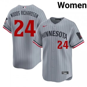 Twins Simeon Woods Richardson #24 Gray Women Baseball Jersey | 2026 Season Professional 41966111