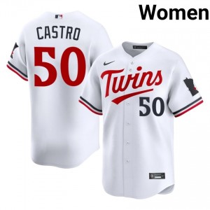 Willi Castro #50 Twins Baseball Jersey | MLB Women White Stitched Edition 72386677