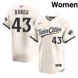 MIN Twins Anthony Banda #43 Cream Women Baseball Jersey | 2026 Season Limited 31756648