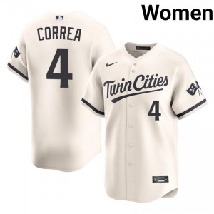 Twins Carlos Correa #4 Cream Women Baseball Jersey | 2026 Season Game-Day 34043272