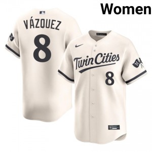 #8 Christian Vazquez Authentic Women Baseball Jersey | Minnesota Twins Cream Fan Gear 46478474