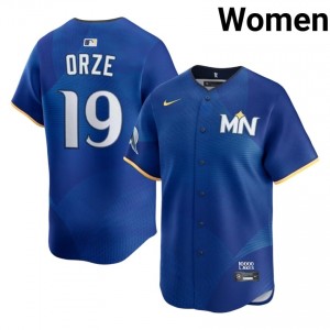 Royal Eric Orze #19 MIN Twins Baseball City Connect Embroidery Jersey | Classic Women Fit 14117890
