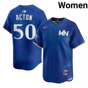 Garrett Acton #50 Twins City Connect Baseball Jersey | MLB Women Royal Stitched Edition 93071097