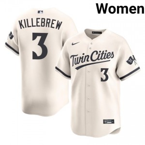 Cream Harmon Killebrew #3 Minnesota Twins Baseball Embroidery Jersey | Exclusive Women Fit 65664265