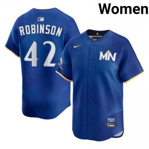#42 Jackie Robinson Authentic Women City Connect Baseball Jersey | Twins Royal Fan Gear 15303937