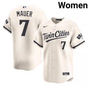 Joe Mauer #7 Twins Baseball Jersey | Replica Women Cream Stitched Edition 84555573