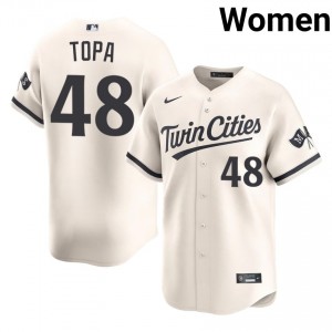 Justin Topa #48 Twin Cities Baseball Jersey | Authentic Women Cream Sewn Edition 15884987
