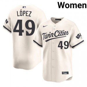 MIN Twins Pablo Lopez #49 Cream Women Baseball Jersey | 2026 Season Professional 32451503