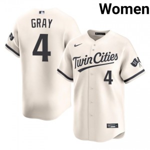 Cream Tristan Gray #4 Twins Baseball Stitched Jersey | MLB Women Fit 25296291
