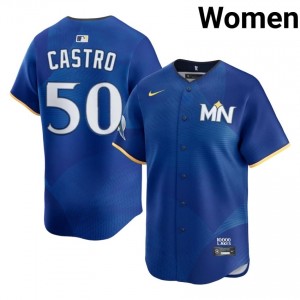 #50 Willi Castro Pro-Grade Women City Connect Baseball Jersey | MIN Twins Royal Fan Gear 82800153