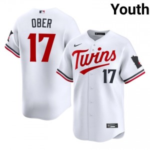 Twins Bailey Ober #17 White Youth Baseball Jersey | 2026 Season Game-Day 44840977
