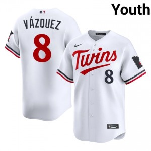 #8 Christian Vazquez Game Youth Baseball Jersey | Twin Cities White Fan Gear 68206454