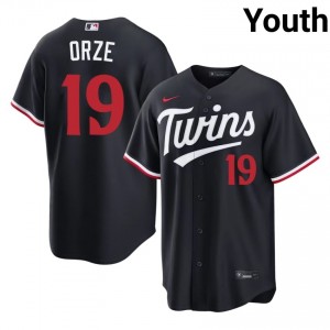 Navy Eric Orze #19 Twins Baseball Stitched Jersey | Game-Day Youth Fit 26737192
