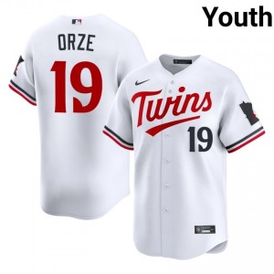 Eric Orze #19 Twin Cities Baseball Jersey | Genuine Youth White Sewn Edition 41536004