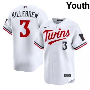 White Harmon Killebrew #3 MIN Twins Baseball Stitched Jersey | Durable Youth Fit 10311461