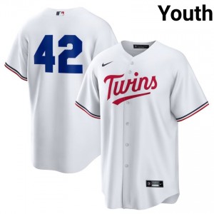 #42 Jackie Robinson Day Pro-Grade Youth Baseball Jersey | Minnesota Twins White Fan Gear 70888321