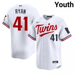 White Joe Ryan #41 Twins Baseball Stitched Jersey | Pro-Grade Youth Fit 68998244