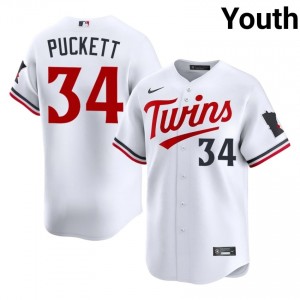 #34 Kirby Puckett Professional Youth Baseball Jersey | MIN White Fan Gear 16202971