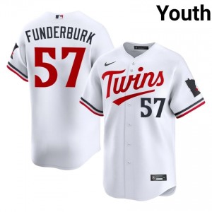 #57 Kody Funderburk Limited Youth Baseball Jersey | MIN White Fan Gear 63135545