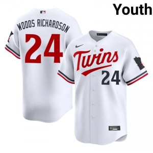 #24 Simeon Woods Richardson Replica Youth Baseball Jersey | MIN Twins White Fan Gear 29610358