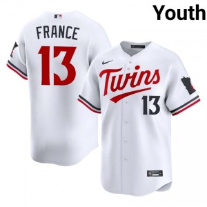 #13 Ty France Game-Day Youth Baseball Jersey | MIN Twins White Fan Gear 39061075