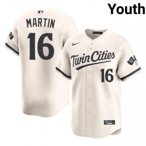 Minnesota Twins Austin Martin #16 Cream Youth Baseball Jersey | 2026 Season Officially Licensed 36806406