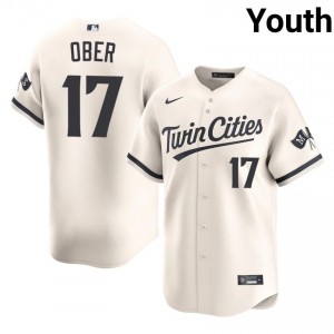 Cream Bailey Ober #17 Twin Cities Baseball Embroidery Jersey | Officially Licensed Youth Fit 54030678