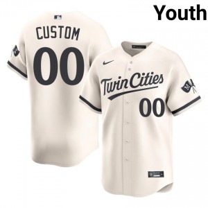 Cream Custom #00 Twins Baseball Stitch Jersey | Premium Youth Fit 33867239