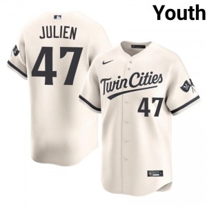 MIN Edouard Julien #47 Cream Youth Baseball Jersey | 2026 Season Iconic 64611453