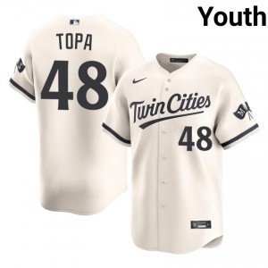 MIN Twins Justin Topa #48 Cream Youth Baseball Jersey | 2026 Season MLB 79297130
