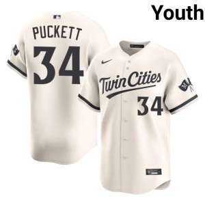 Kirby Puckett #34 MIN Twins Baseball Jersey | Game-Day Youth Cream Stitched Edition 66191622
