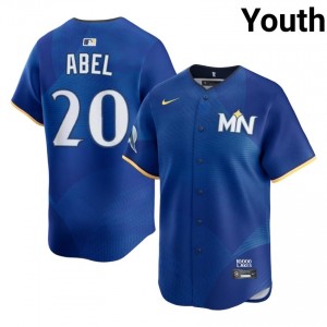Royal Mick Abel #20 Minnesota Twins Baseball City Connect Sewn Jersey | Genuine Youth Fit 18568448