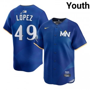 Pablo Lopez #49 MIN Twins City Connect Baseball Jersey | Official Youth Royal Stitch Edition 92971113